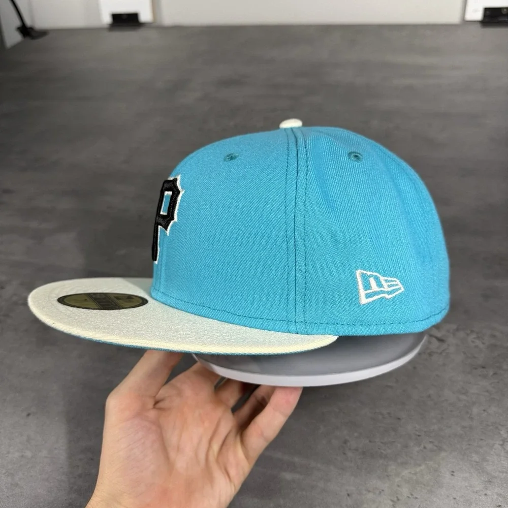 Pittsburgh Pirates Hat New Era Cap 7 3/4 Teal Blue White Cream Black 59Fifty MLB